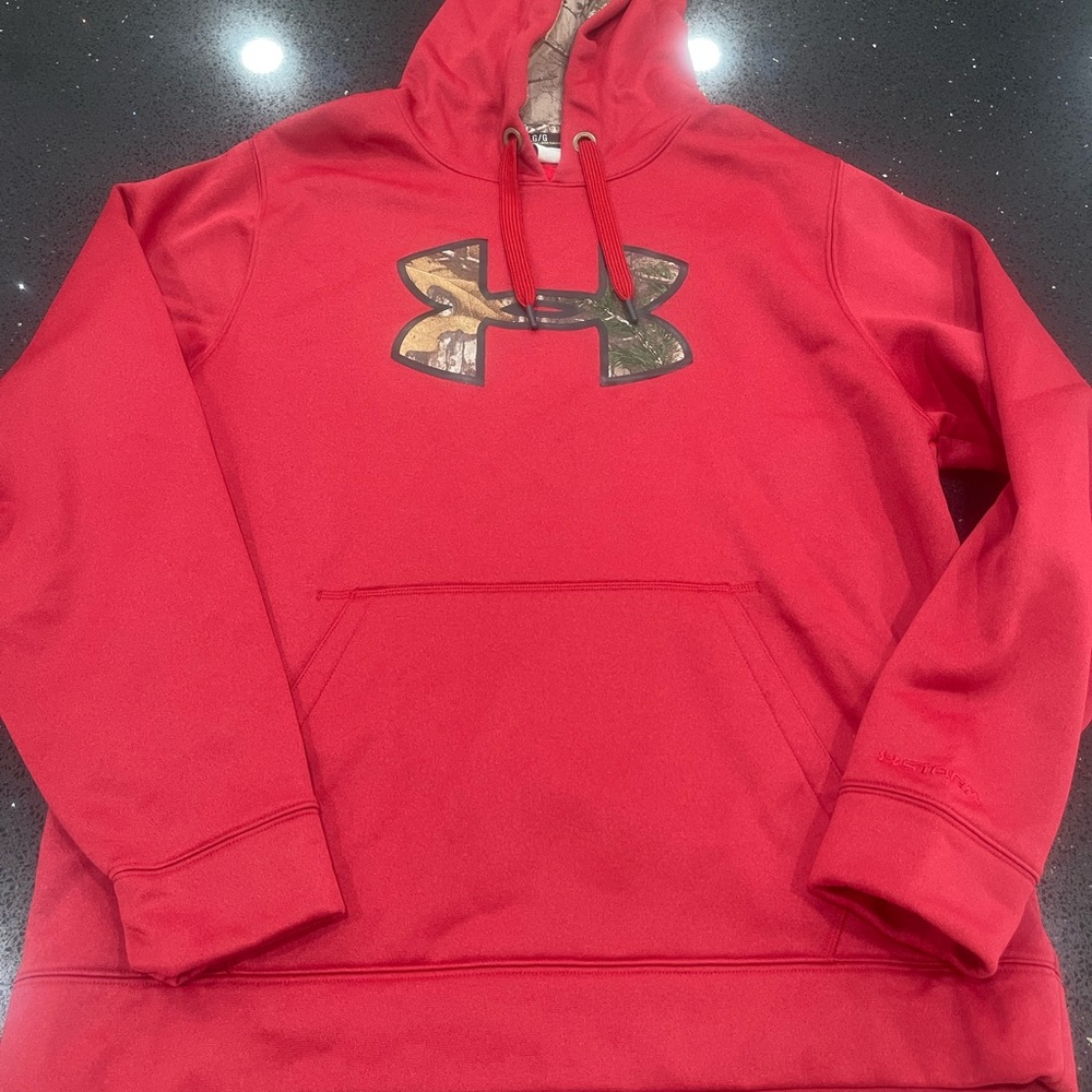 Under Armour Red Hoodie with Camouflage Logo
